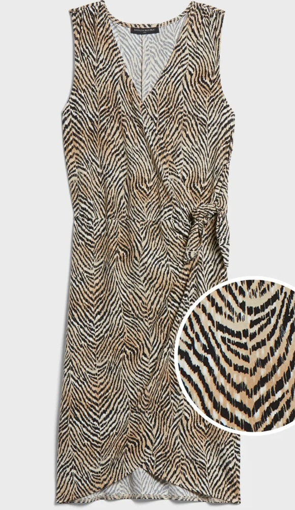 Banana Republic Sexy Tie- Knot Wrap Dress. Animal Print Sz: XXL - Picture 2 of 7
